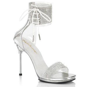 Fabulicious Chic 47 Silver Stiletto Heels Sandals